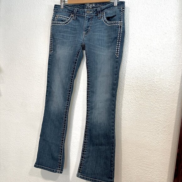 Wrangler Rock 47 Womens Ultra Low Rise Blue Jeans Tag Size 28x30 Fits W32xL28.5 - Picture 6 of 11